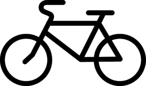 Icon showing black outline of a bicycle against a transparent background